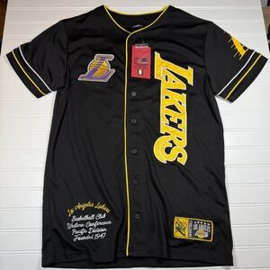 Ultra Game Los Angeles Lakers Button Up Jersey Men's Small Black NWT‎